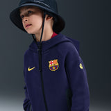 Load image into Gallery viewer, Nike FC Barcelona Tech Big Kids' (Boys') Soccer Fleece Full-Zip Hoodie