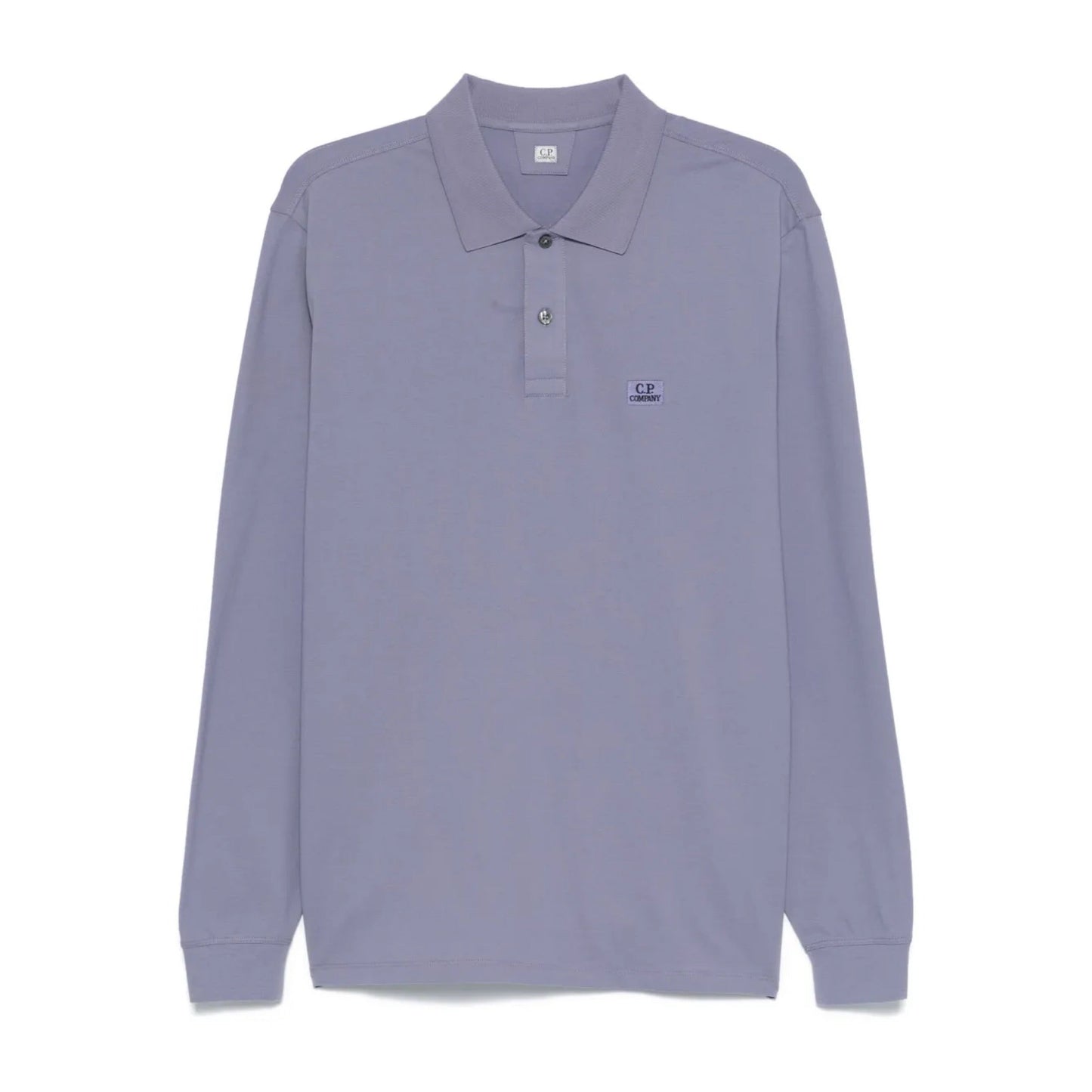 Cp Company Stretch Pique Long Sleeved Polo Shirt In Lavender
