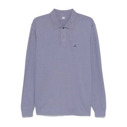 Cp Company Stretch Pique Long Sleeved Polo Shirt In Lavender
