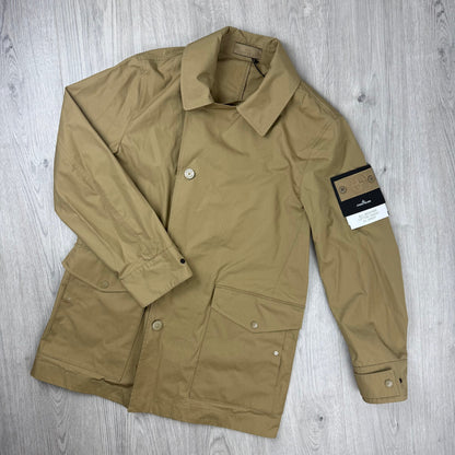 Stone Island Ghost Canvas Pea Coat - Dark Beige