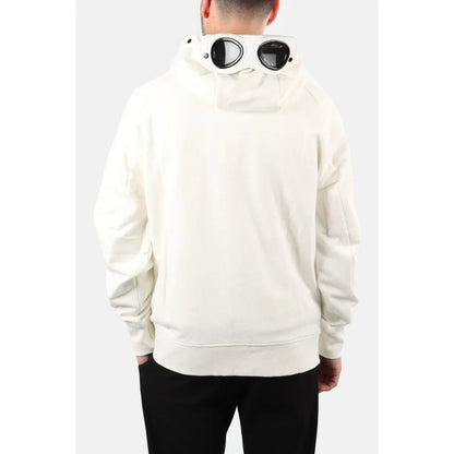 Cp Company Goggle Full Zip Hoodie In White