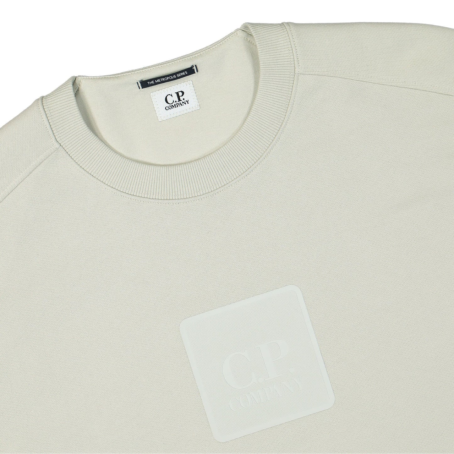 Cp Company Metropolis Rubber Logo Sweatshirt In Pelican