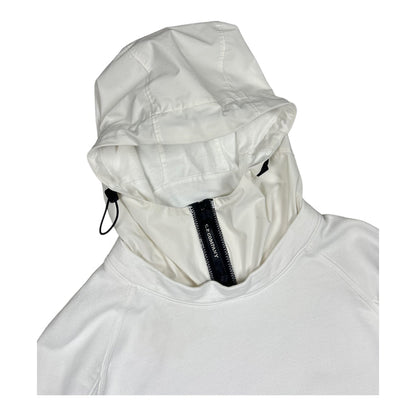 Cp Company Diagonal Raised Mixed Shell Hoodie In White