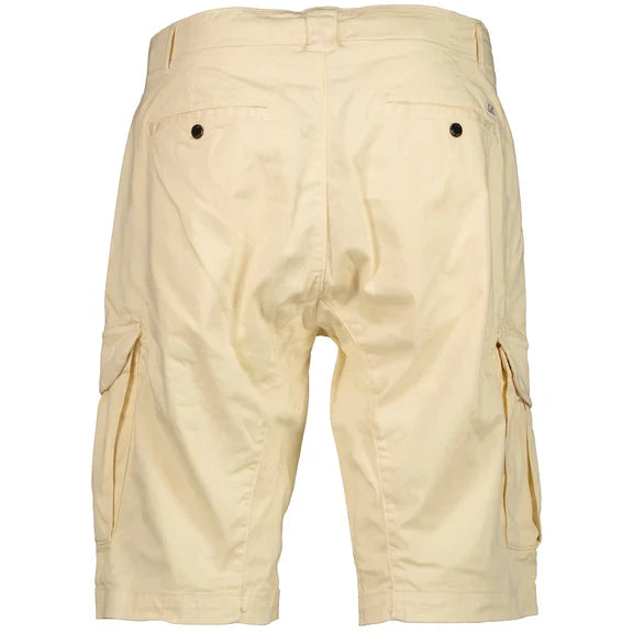 Cp Company 116A Satin Stretch Cargo Shorts In Pistachio Shell
