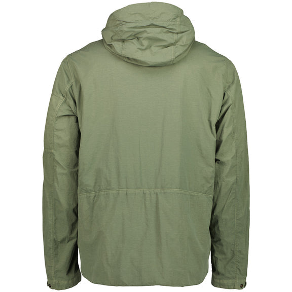 Cp Company Flatt Nylon Reversible Hooded Lens Jacket In Agave Green