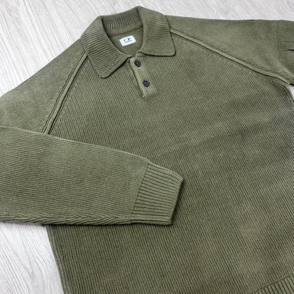 CP Company Chenille Knit Polo - Ivy Green