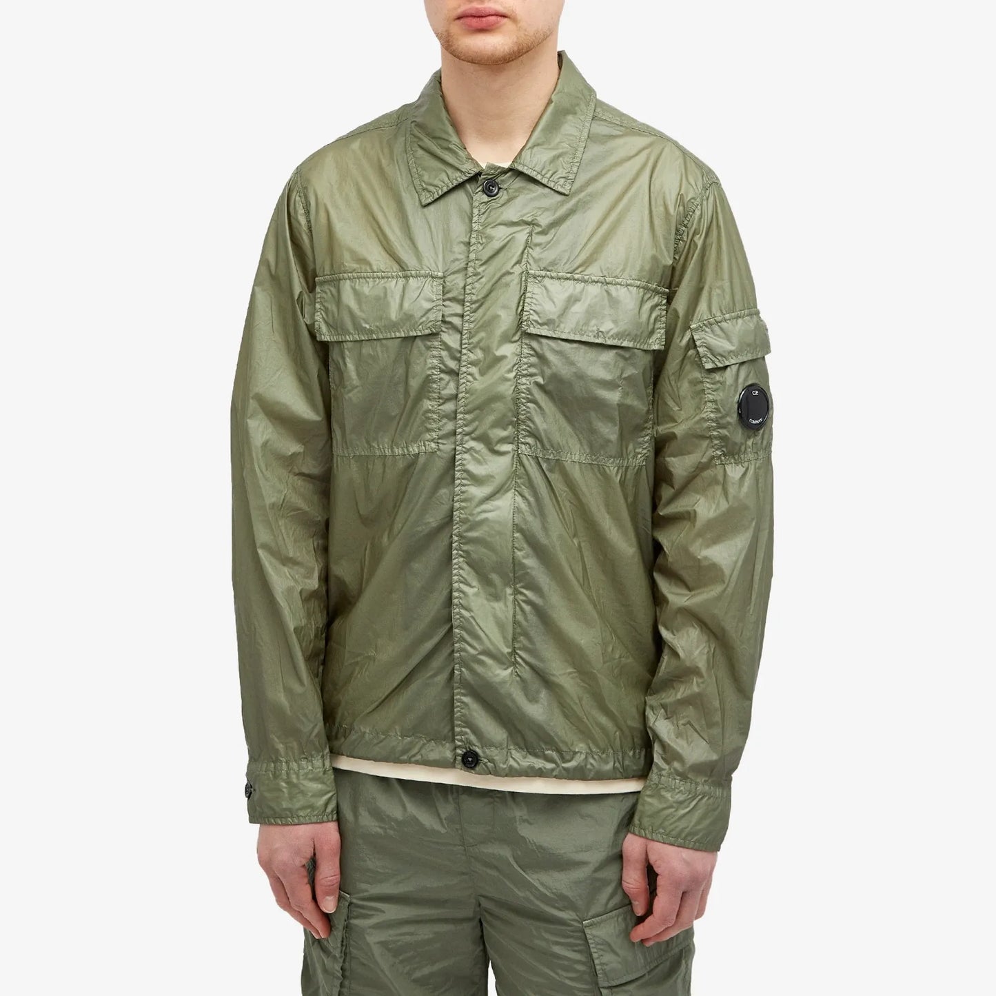 Cp Company Cs II Lens Overshirt In Agave Green