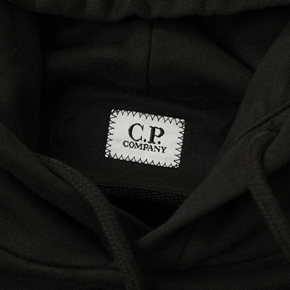 Cp Company 099A Brushed Emerised Resist Dyed Lens Hoodie In Black