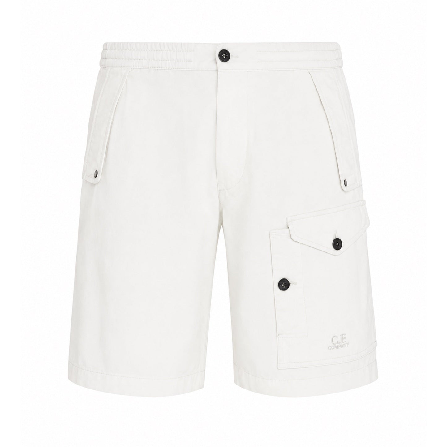 Cp Company Microreps No Peach Logo Bermuda Cargo Shorts In White With Certilogo