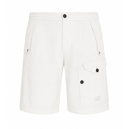 Cp Company Microreps No Peach Logo Bermuda Cargo Shorts In White With Certilogo