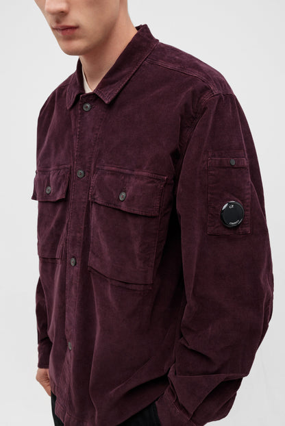 Cp Company Corduroy Utility Lens Overshirt In Potent Purple