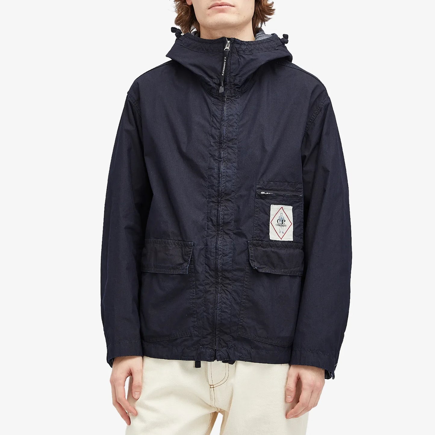 Cp Company 50 Fili Indigo Goggle Jacket In Insignia Blue