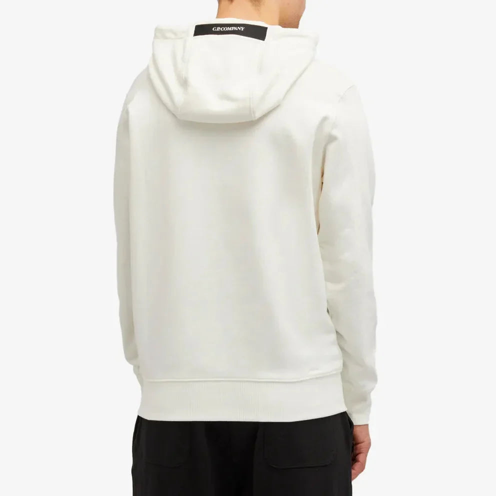 Cp Company 16cm Diagonal Raised Lens Overhead Hoodie In White