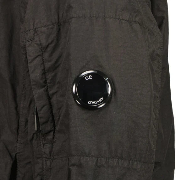 Cp Company Flatt Nylon Reversible Hooded Lens Jacket In Black
