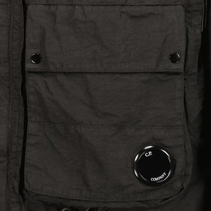Cp Company Flatt Nylon Reversible Hooded Lens Jacket In Black