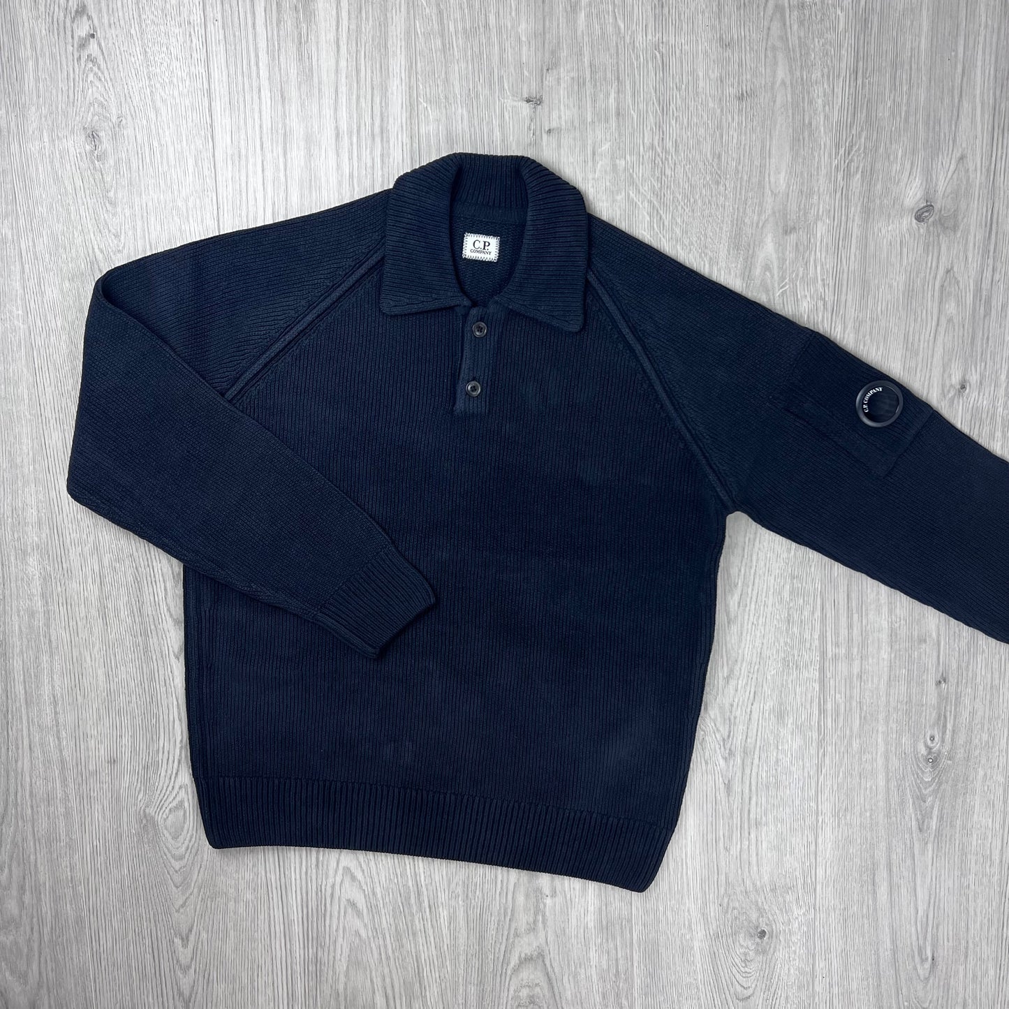 CP Company Chenille Knit Polo - Navy