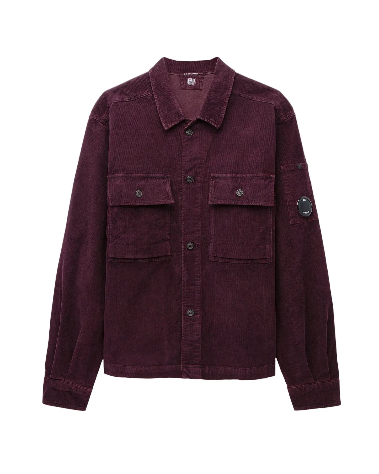 Cp Company Corduroy Utility Lens Overshirt In Potent Purple