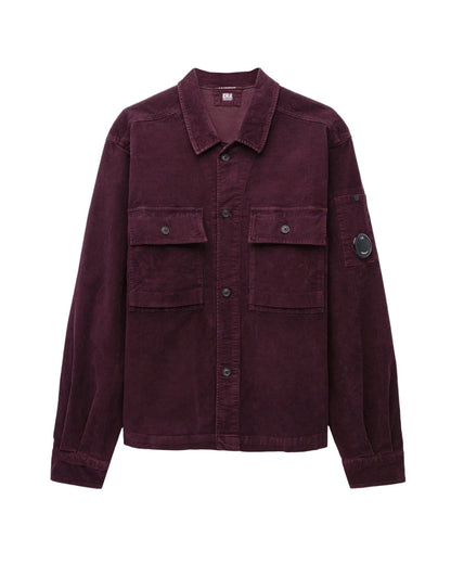 Cp Company Corduroy Utility Lens Overshirt In Potent Purple