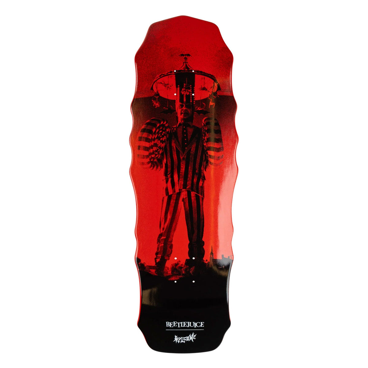 Welcome Skateboards x Beetlejuice Deck Carousel on Widow Red Dip 10" x 31"