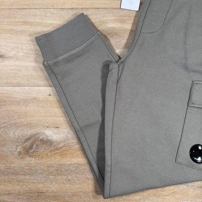 C.P. Company Diagonal Raised Fleece Lens Sweatpants in Fungi Grey