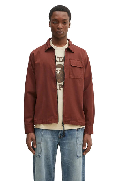 Cp Company 124A Organic Gabardine Lens Zip Overshirt In Sable