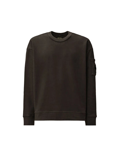 Cp Company 060J Brushed Resist Dyed Lens Sweatshirt In Black Sand