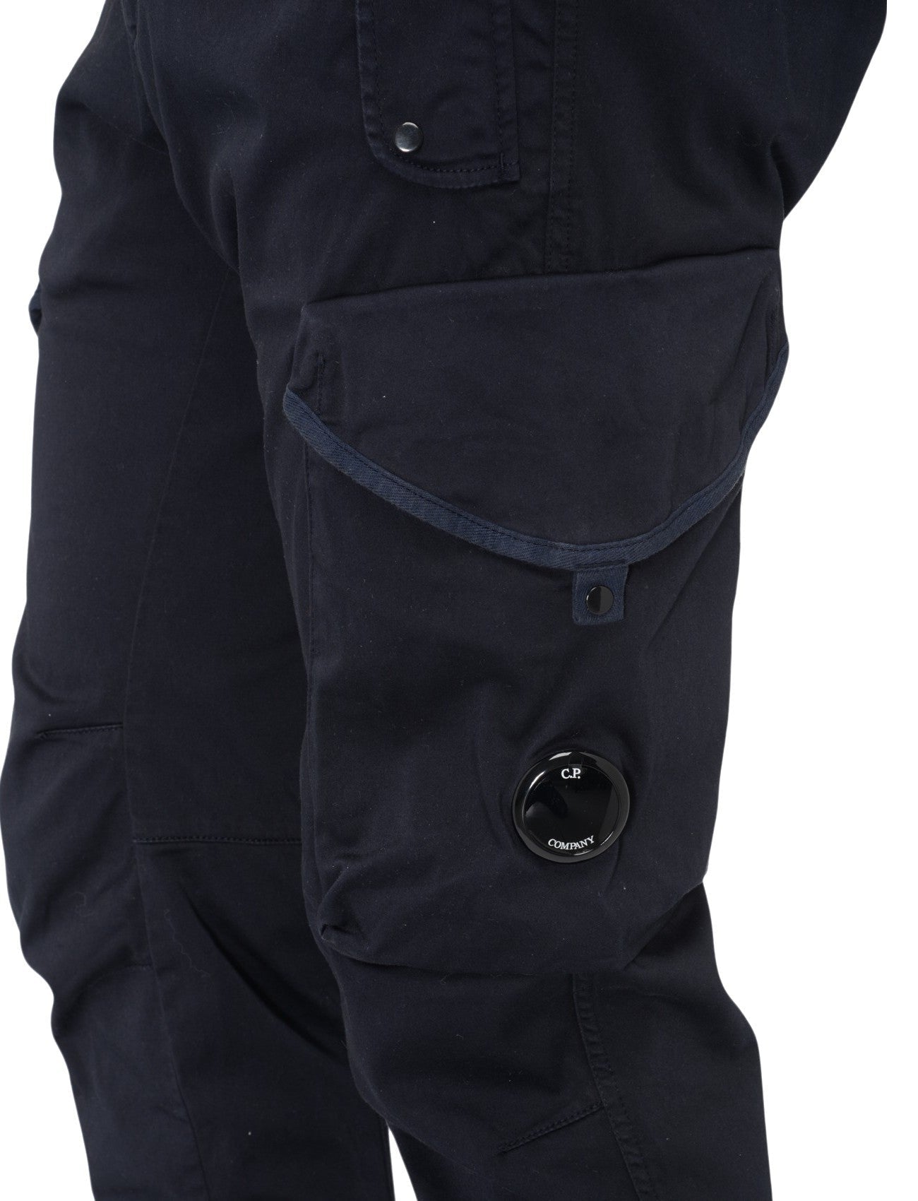 Cp Company 058A Stretch Satin Lens Cargo Pants In Navy