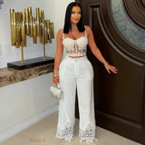 Load image into Gallery viewer, Nielz embroidered linen pants set (White/nude)
