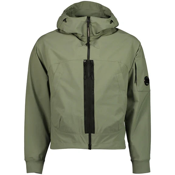 Cp Company Shell-R Hooded Lens Jacket In Agave Green