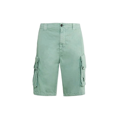 Cp Company 295a Lens Twill Stretch Cargo Shorts in Green Bay