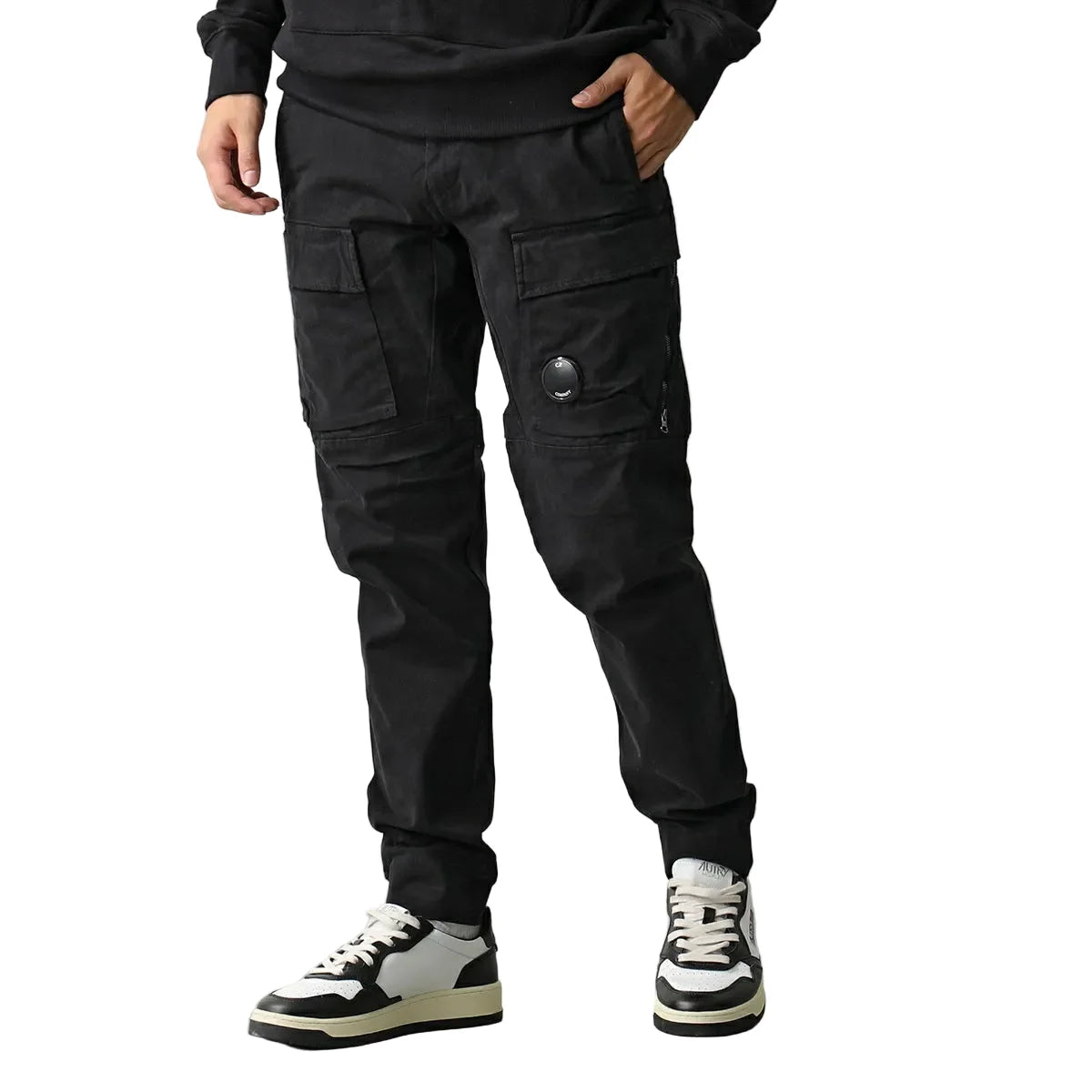 Cp Company 231A Satin Stretch Lens Cargo Pants In Black