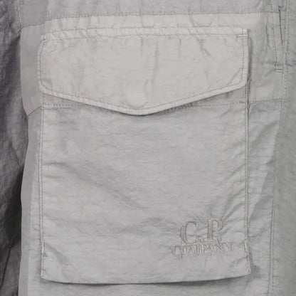 Cp Company Flatt Nylon Pocket Logo Swim Shorts In Limestone With Certilogo