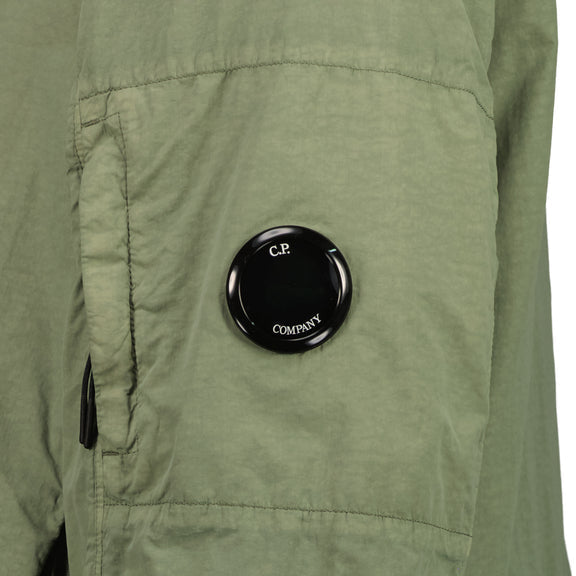 Cp Company Flatt Nylon Reversible Hooded Lens Jacket In Agave Green