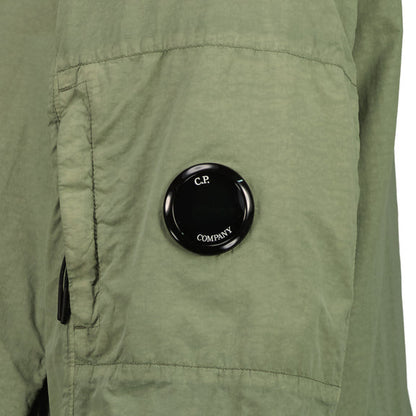 Cp Company Flatt Nylon Reversible Hooded Lens Jacket In Agave Green