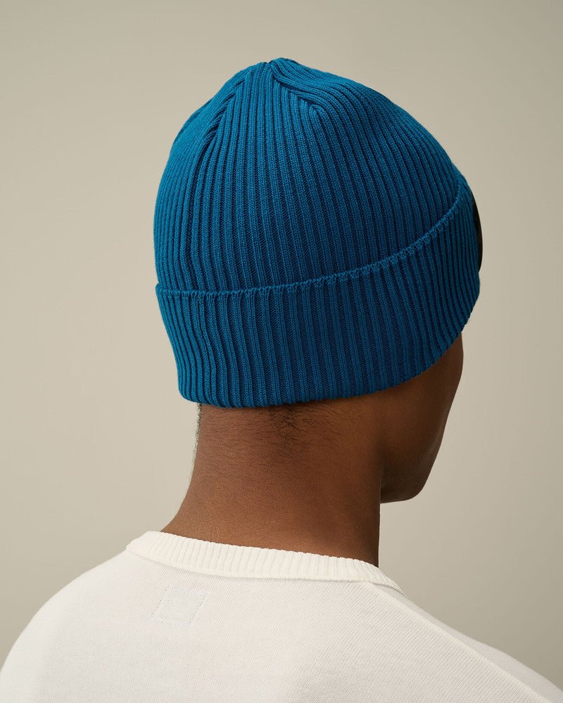 Cp Company Cotton Goggle Beanie In Ink Blue
