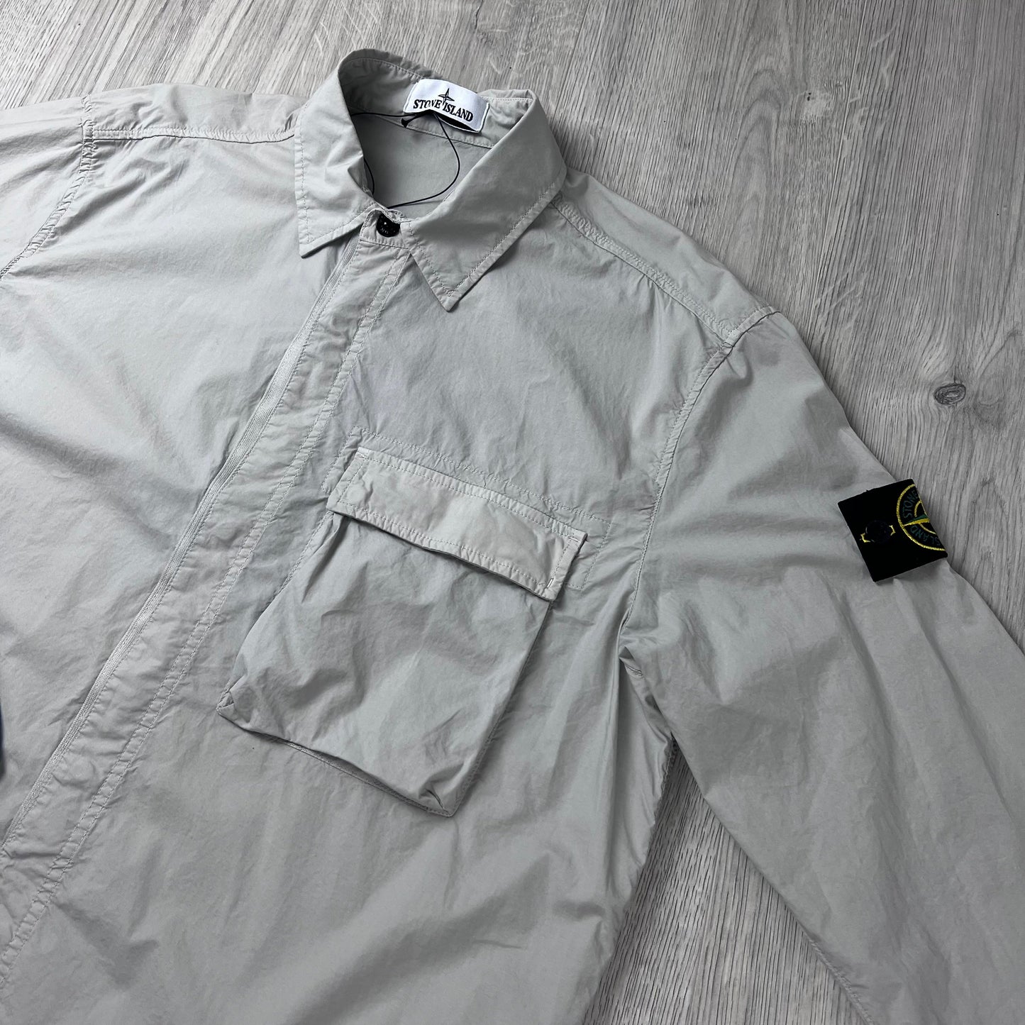 Stone Island 'Paracadute' Zip Overshirt - Pearl Grey