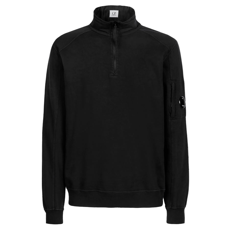 Cp Company Light Fleece Lens Quarter Zip In Black