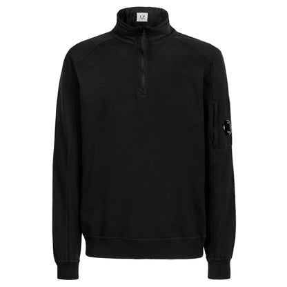 Cp Company Light Fleece Lens Quarter Zip In Black