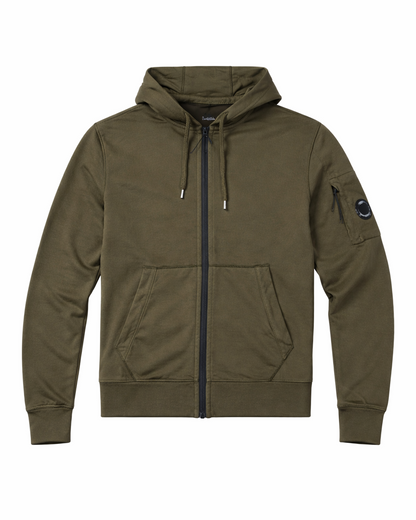 Cp Company 16cm Hooded Lens Full Zip Lens In Ivy Green