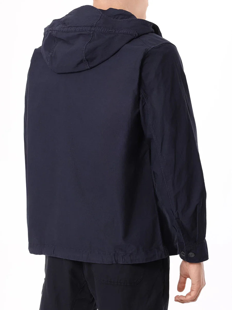 Cp Company 156A Ottoman Hooded Lens Overshirt In Navy