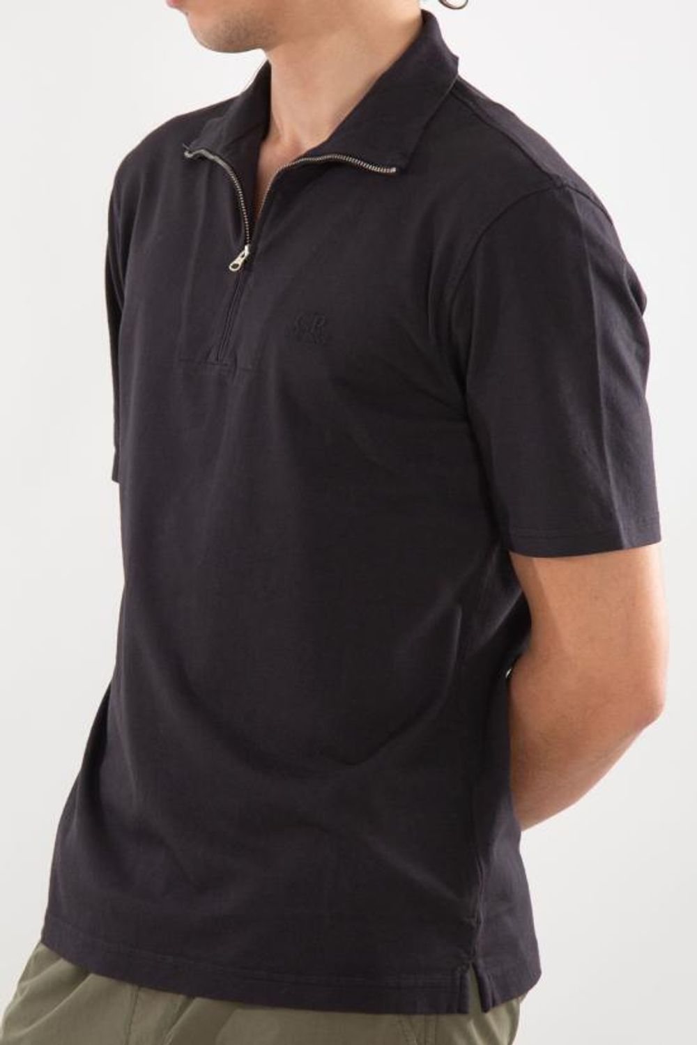 Cp Company 291A Half Zip Polo Shirt In Black