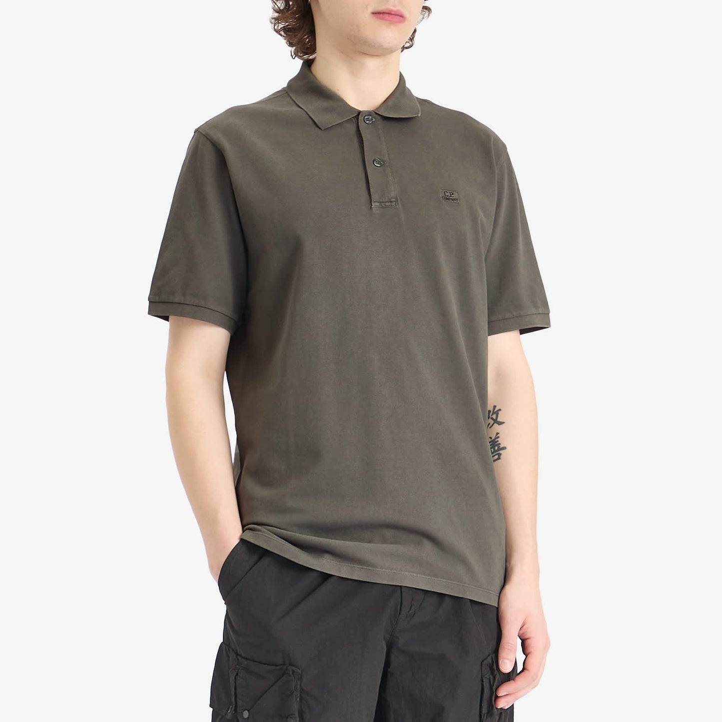 Cp Company 180A Resist Dyed Polo Shirt In Smoked Pearl
