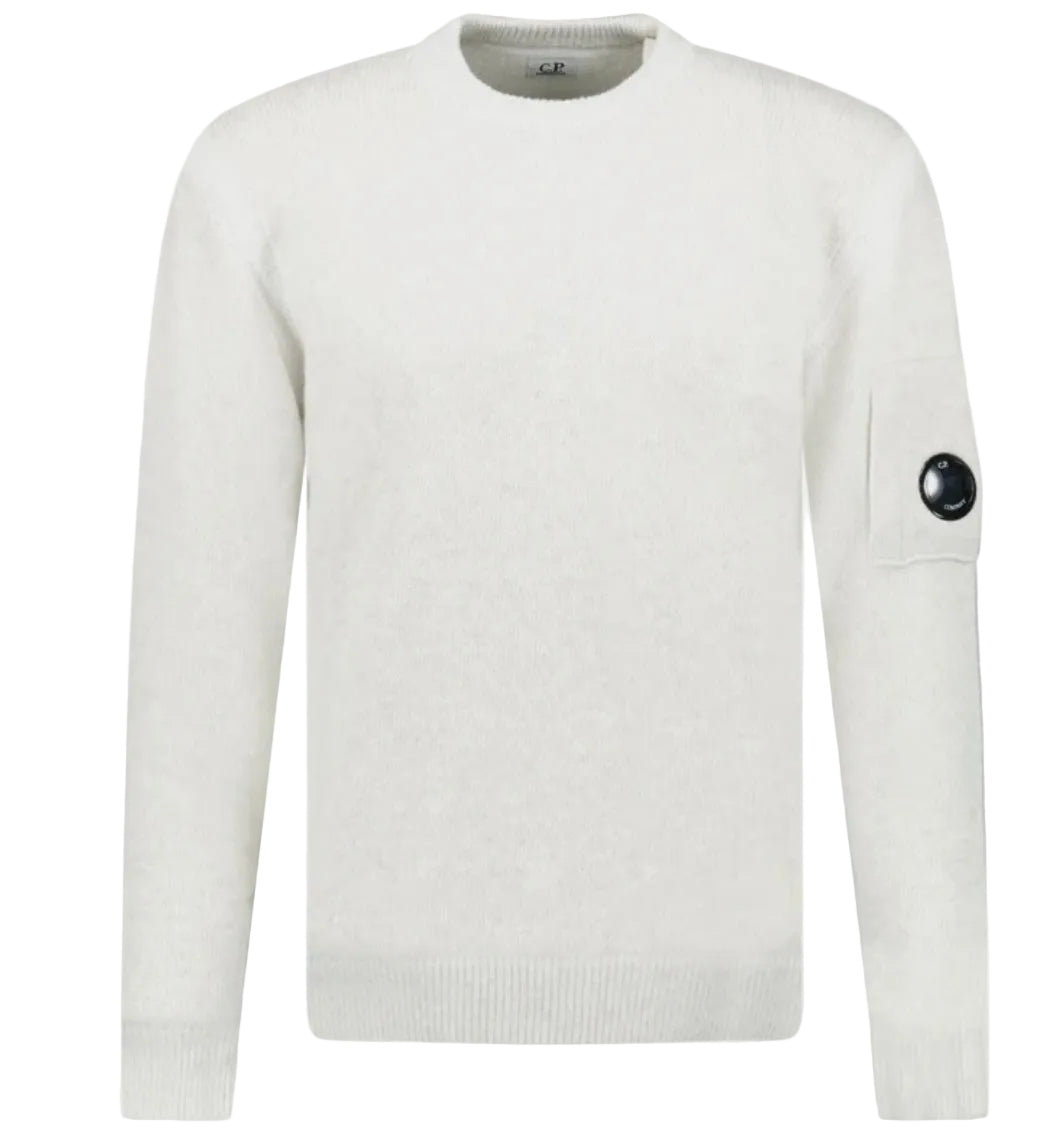 Cp Company Vanise Lens Knit Sweatshirt In White Melange