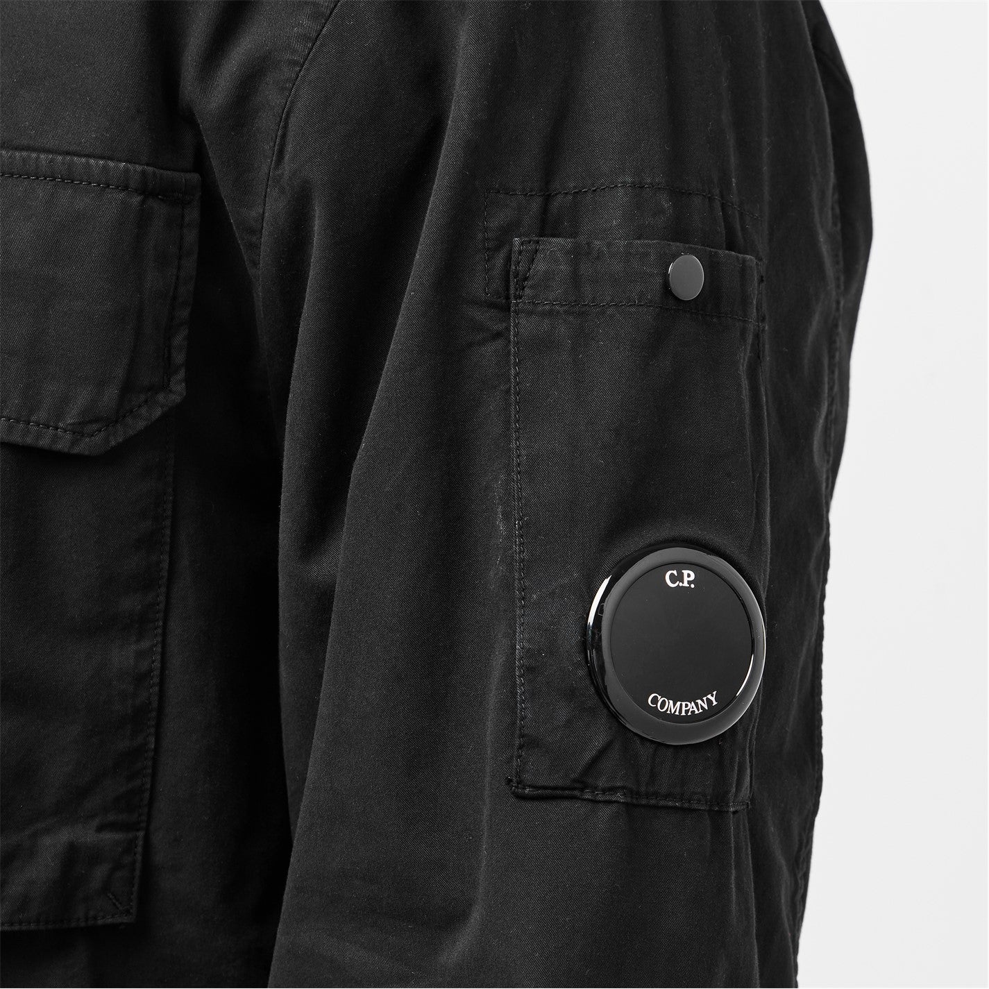 Cp Company 090U Organic Gabardine Lens Zip Overshirt In Black
