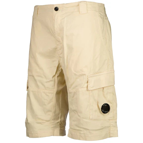 Cp Company 116A Satin Stretch Cargo Shorts In Pistachio Shell