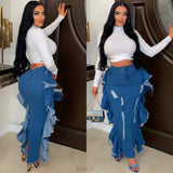 Load image into Gallery viewer, Palo ruffle denim skirt (Blue)