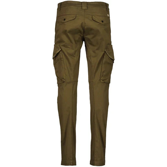 Cp Company 058A Stretch Satin Lens Cargo Pants In Ivy Green