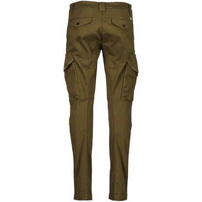 Cp Company 058A Stretch Satin Lens Cargo Pants In Ivy Green