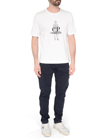 Cp Company 058A Stretch Satin Lens Cargo Pants In Navy