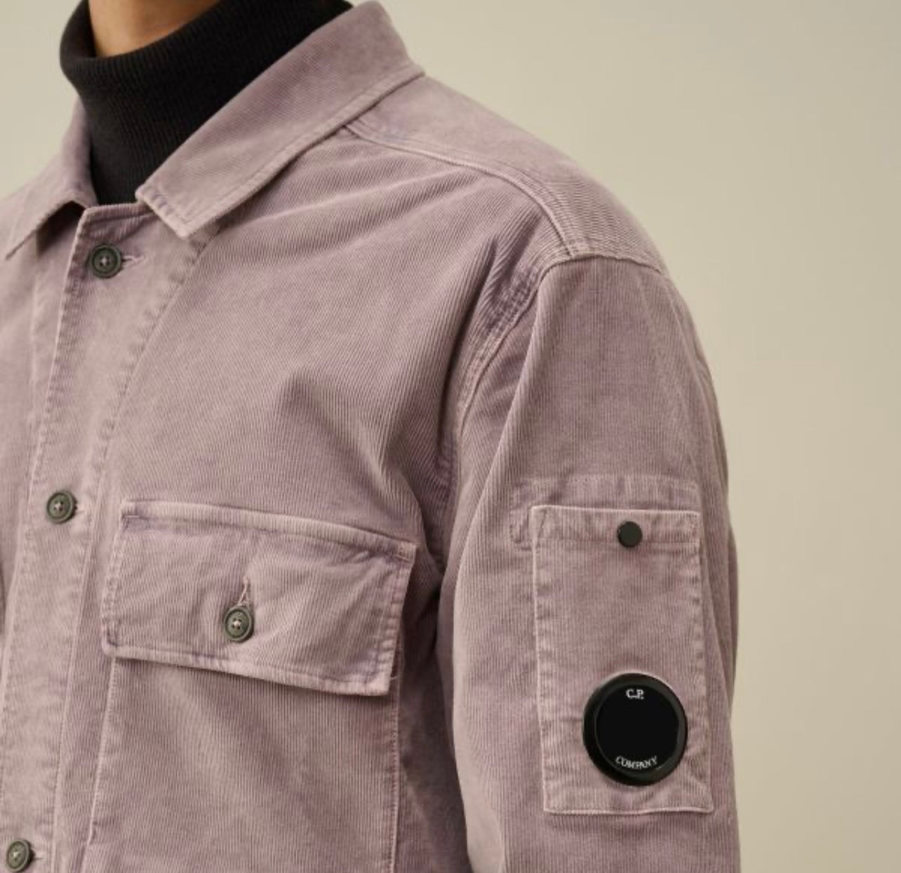 Cp Company Corduroy Utility Lens Overshirt In Purple Dove